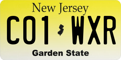 NJ license plate C01WXR