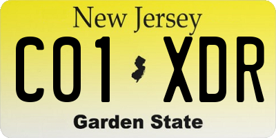 NJ license plate C01XDR