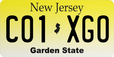 NJ license plate C01XGO