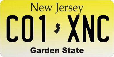 NJ license plate C01XNC