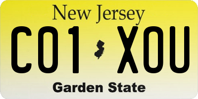 NJ license plate C01XOU