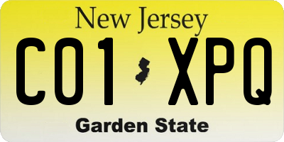 NJ license plate C01XPQ