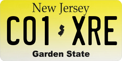 NJ license plate C01XRE