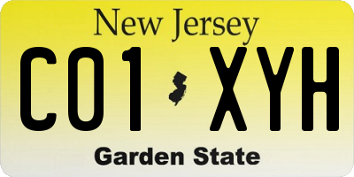 NJ license plate C01XYH