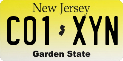 NJ license plate C01XYN