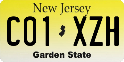 NJ license plate C01XZH