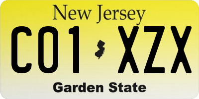 NJ license plate C01XZX