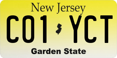NJ license plate C01YCT