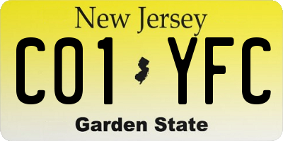 NJ license plate C01YFC