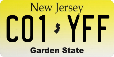 NJ license plate C01YFF