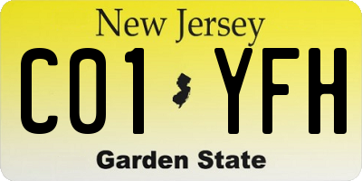 NJ license plate C01YFH