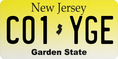 NJ license plate C01YGE