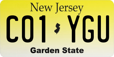 NJ license plate C01YGU