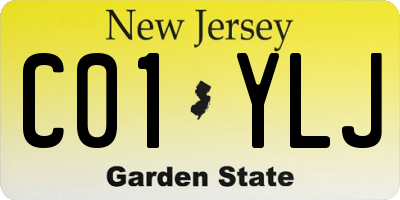 NJ license plate C01YLJ