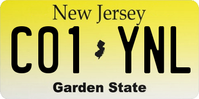 NJ license plate C01YNL
