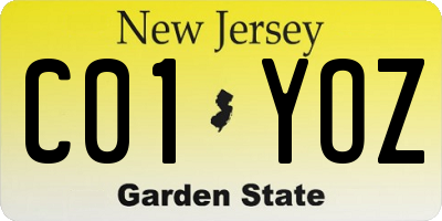 NJ license plate C01YOZ