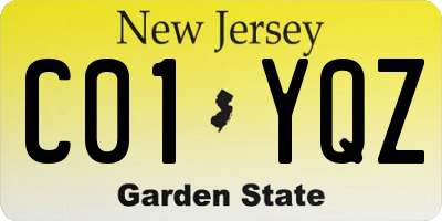 NJ license plate C01YQZ