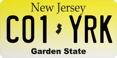 NJ license plate C01YRK
