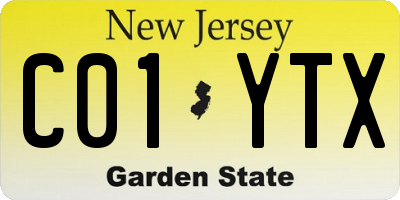 NJ license plate C01YTX