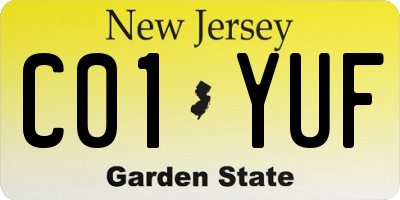 NJ license plate C01YUF