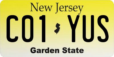 NJ license plate C01YUS