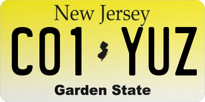 NJ license plate C01YUZ
