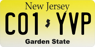 NJ license plate C01YVP