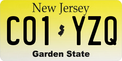 NJ license plate C01YZQ