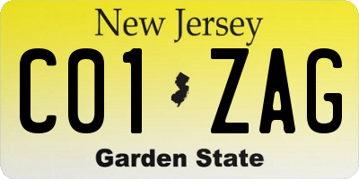 NJ license plate C01ZAG