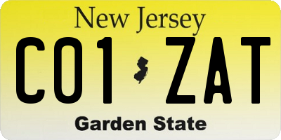 NJ license plate C01ZAT