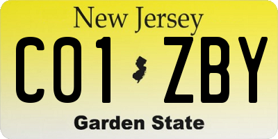 NJ license plate C01ZBY