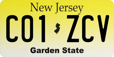 NJ license plate C01ZCV