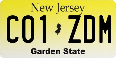 NJ license plate C01ZDM