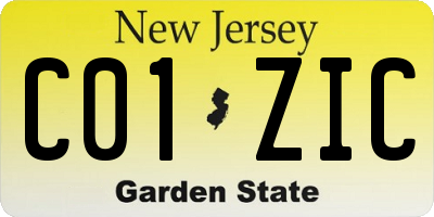 NJ license plate C01ZIC