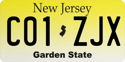 NJ license plate C01ZJX