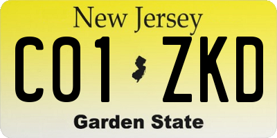 NJ license plate C01ZKD