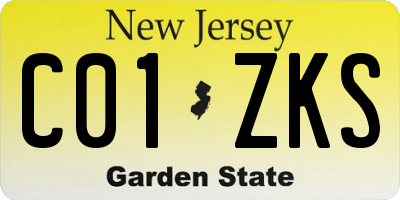 NJ license plate C01ZKS