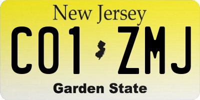 NJ license plate C01ZMJ