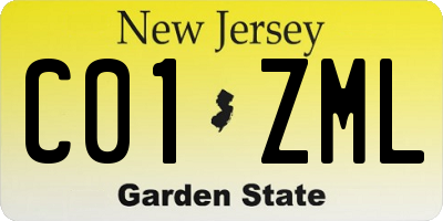 NJ license plate C01ZML