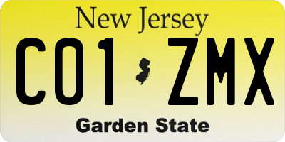 NJ license plate C01ZMX