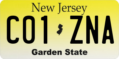 NJ license plate C01ZNA