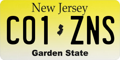 NJ license plate C01ZNS