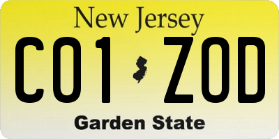 NJ license plate C01ZOD