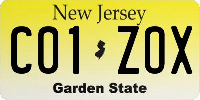 NJ license plate C01ZOX