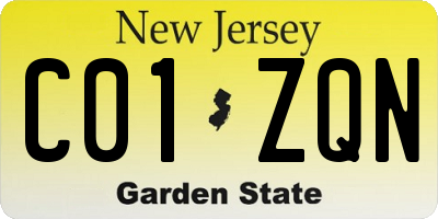 NJ license plate C01ZQN