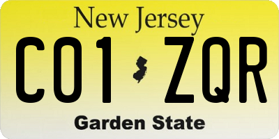 NJ license plate C01ZQR