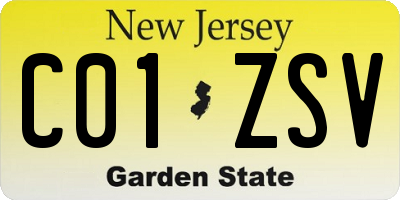 NJ license plate C01ZSV