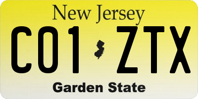 NJ license plate C01ZTX