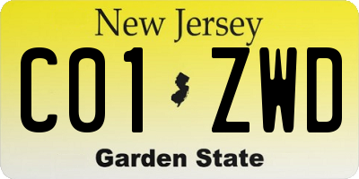 NJ license plate C01ZWD