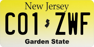 NJ license plate C01ZWF